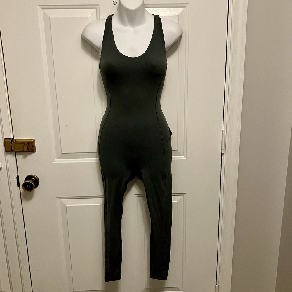 Athleta Size XXS Bali Green Transcend Crop Bodysuit Unitard Yoga‎ Dance Wicking